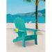 Large Folding Adirondack Chair with Pull Out Ottoman and Cup Holder All-Weather Plastic Wood Leisure Lounge Chair with Ergonomic Backrest and Wide Arms for Outdoor Garden Beach Backyard Green