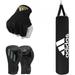 Adidas Home Gym Bundle (Black) - Home Use Heavy Bag (3 4 5) ft + Speed 150 Boxing Gloves (8 12 16) oz + Protective Inner Gloves (Med) â€“ for Boxing Training Fitness & Gym â€“ for Men Women & Unisex
