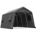 ADVANCE OUTDOOR 10x15 ft Carport Steel Metal Peak Roof Anti-Snow Portable Garage Shelter Storage Shed Gray