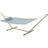 Castaway Living Navy Quilted Hammock w/Patented KD Space Saving Stand & Detachable Pillow