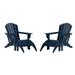 Portside 4-Piece Adirondack Chair with Matching Ottoman Footrest Set Navy Blue