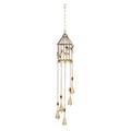 DecMode 33 Gold Metal Indoor Outdoor Birdcage Windchime with Glass Beads and Bells