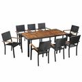 vidaXL 9 Piece Outdoor Dining Set Poly Rattan and Acacia Wood Black 43936