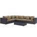 Modern Contemporary Urban Design Outdoor Patio Balcony Seven PCS Sectional Sofa Set Brown Rattan