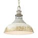 Kinsley Large Pendant in Aged Galvanized Steel with Antique Ivory Shade