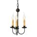 Irvins Country Tinware Small 3-Arm Primitive Chandelier in Textured Black