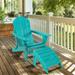 Gymax HDPE Adirondack Folding Ottoman Outdoor Footstool All-Weather Footrest Turquoise