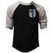 Men s Chest Police Badge US Flag Black/Gray Raglan Baseball T-Shirt Large Black/Gray