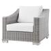 Side Chair Armchair Rattan Wicker Light Grey Gray White Modern Contemporary Urban Design Outdoor Patio Balcony Cafe Bistro Garden Furniture Hotel Hospitality