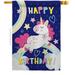 Ornament Collection Cute Unicorn Birthday Celebration Double-Sided Garden Decorative House Flag Multi Color