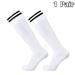 Soccer Socks Kids Youth White 1 Pairs Elbourn Solid Striped Knee High Tube Football Athletic Socks for Boys Girls Teen