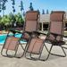 Set of 2 Zero Gravity Chairs Portable Lounge Patio Chairs Folding Zero Gravity Recliner with Pillow & Cup Holder for Patio Poolside Camping Brown