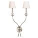 2 Light Traditional Metal Wall Sconce with Off White Fabric Shade-28.5 inches H By 16 inches W-Polished Nickel Finish Bailey Street Home