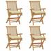 Garden Chairs with Cream White Cushions 4 pcs Solid Teak Wood