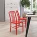 Merrick Lane 18 Inch Red Galvanized Steel Indoor/Outdoor Dining Chair with Slatted Back and Powder Coated Finish