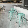 Flash Furniture Commercial Grade 24 High Backless Mint Green Indoor-Outdoor Counter Height Stool