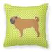 Pug Checkerboard Green Fabric Decorative Pillow