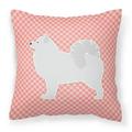 Carolines Treasures BB3659PW1818 Samoyed Checkerboard Pink Fabric Decorative Pillow