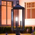 Luxury Colonial Outdoor Post Light 26.875 H x 9.5 W with Modern Farmhouse Style Elements Posh Design Olde Bronze Finish and Glass UHP1190