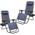 Devoko 2 Pack Steel Patio Zero Gravity Chair Outdoor Recliner Chaise Lounge Chair 2 Blue