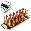 Chicken Rack - Chicken Leg Rack - Bbq Chicken Rack - Heavy Duty Stainless Steel For 12 Chicken Legs Dishwasher Safe