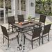 Sophia & William 7 Pieces Patio Dining Table and Chairs Set Outdoor Wicker Rattan Cushioned Chairs and Rectangle Metal Table for 6-person