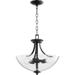 Woodbury Croft 3 Light Dual Mount Pendant in Bailey Street Home Home Collection Style 15.5 inches Wide By 15.75 inches High-Noir Finish Bailey Street