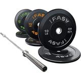 IFAST Home Gym Olympic Weight Set with 7Ft Olympic Barbell Bar Bumper Plates Set 700 LB Weight Capacity Bar with 2â€� Shaft