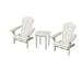 W Unlimited SW1912WTSET3 Oceanic Adirondack Chair Bristro Chair with Adirondack Chairs & 1 End Table White - Set of 2