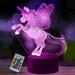 Unicorn Night Light for Kids Unicorn Gift for Girls Unicorn 3D Light Lamp 16 Color Changing with Remote Control Unicorn Toy Holiday and Birthday Gifts