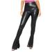 vbnergoie Women Large Size High Waisted Slim Black Leather Pants Casual Stretch Trousers Leather Pants Compression Yoga Pants Women High Waist 2x Fleeced Lined Yoga Pants