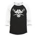 Shop4Ever Men s White Pirate Captain Skull with Scimitars Raglan Baseball Shirt Small Black/White