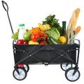 ENYOPRO Utility Garden Wagon Heavy Duty Collapsible Wagon All Terrain Wheels Beach Wagon Folding Wagon Cart for Patio Camping Beach Shopping JA3940