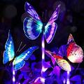 Rirool Garden Solar Lights Outdoor 3 Pack Solar Stake Lights Multi-Color Changing LED Butterfly Garden Decor Fiber Optic Butterfly Decorative Lights with a Purple LED Light Stake