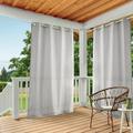 Exclusive Home Curtains Indoor/Outdoor Solid Cabana Grommet Top Curtain Panel Pair 54x108 Cloud Grey