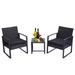 BaytoCare 3 Pieces Patio Set Outdoor Wicker Patio Furniture Sets Modern Set Rattan Chair Conversation Sets with Coffee Table for Yard and Bistro (Black)