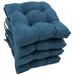 16-inch Solid Micro Suede Square Tufted Chair Cushions (Set of 4) - Indigo