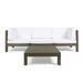 GDF Studio Keith Outdoor Acacia Wood Sofa and Coffee Table Set White