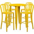 Flash Furniture Tristan Commercial Grade 30 Round Yellow Metal Indoor-Outdoor Bar Table Set with 4 Vertical Slat Back Stools