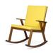 Zane Outdoor Acacia Wood Rocking Chair with Cushions Teak and Yellow