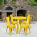 Flash Furniture Commercial Grade 30 Round Yellow Metal Indoor-Outdoor Table Set with 4 Cafe Chairs