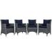 Modway Summon 4 Piece Outdoor Patio SunbrellaÂ® Dining Set in Canvas Navy