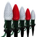 Wintergreen Lighting C9 Red & Cool White OptiCore Faceted LED Christmas Pathway Light Kit 50 Lights 12 Spacing Green Wire 50 ft