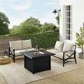 Crosley Furniture Kaplan Oil Rubbed Bronze/Oatmeal 3 Piece Outdoor Conversation Set with Fire Table