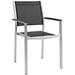Ergode Shore Outdoor Patio Aluminum Dining Chair - Silver Black
