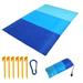 Hadanceo Beach Blanket Folding Damp-proof with Ground Stakes Gradient Color Picnic Mat for Park Three-color gradient blue