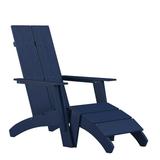 Flash Furniture Sawyer Poly Resin Wood Adirondack Chair - Navy (Set of 2)