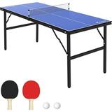 Yartaka Portable Table Tennis Table Mid-Size / for Indoor&Outdoor Table Tennis Game Ping Pong Table with Net