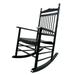 Outdoor Indoor Rocking Chair Solid Wood Porch Balcony Rocking Armchair 280LBS Weight Capacity Black