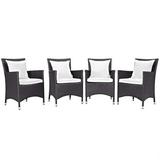 Pemberly Row Patio Dining Chair in Espresso and White (Set of 4)